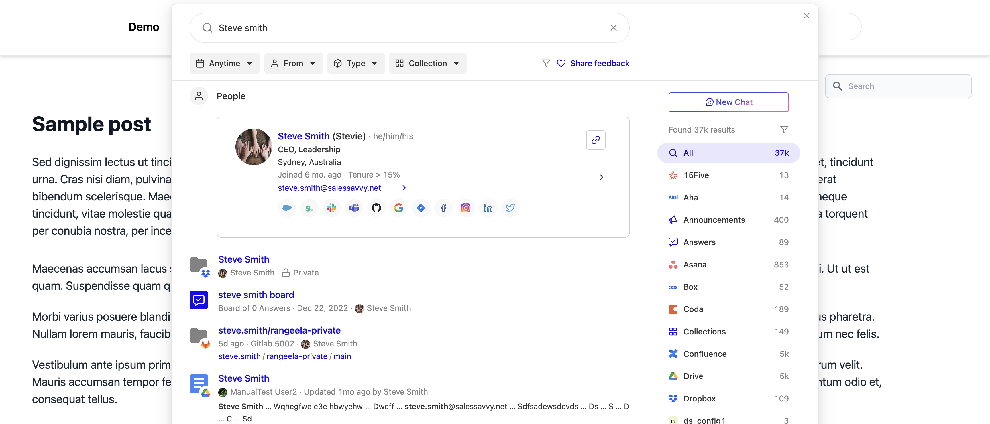 Modal Search Interface - Example 2